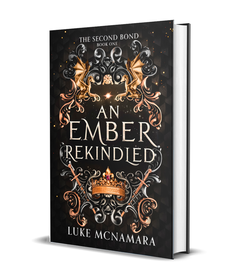 3D mockup of the signed An Ember Rekindled hardback